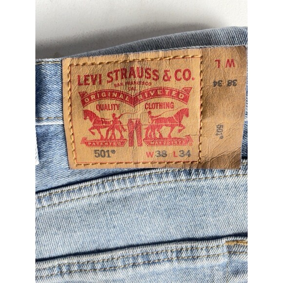 Levi’s 501 Original Fit Men’s Buttonfly Straight Leg Blue Jeans W38 L34 - Picture 6 of 16